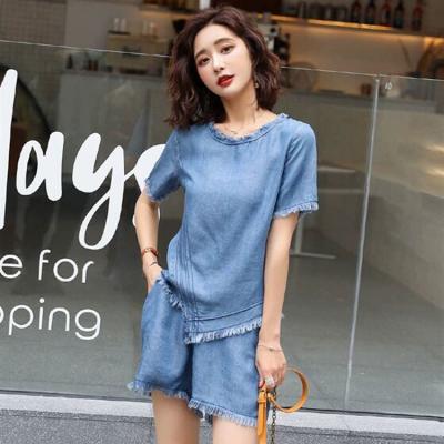BỘ JEAN DENIM ĐÙI PHỐI LAI TUA RUA - NJ973